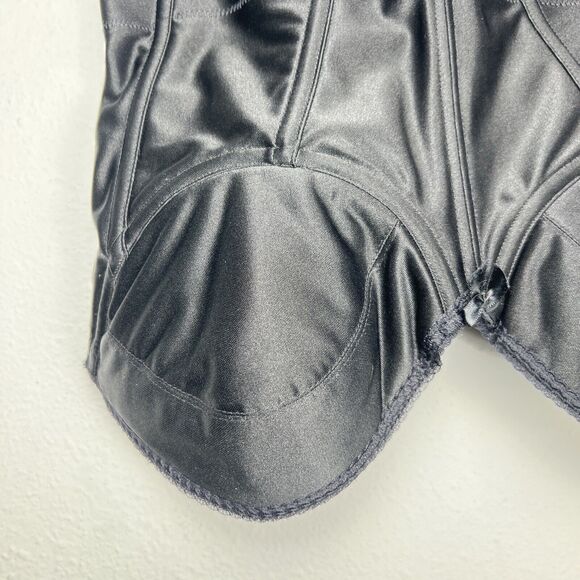 Vintage Backless Bustier By Delicates Lingerie Black Satin Bra Corset 36C Boning - Picture 2 of 13